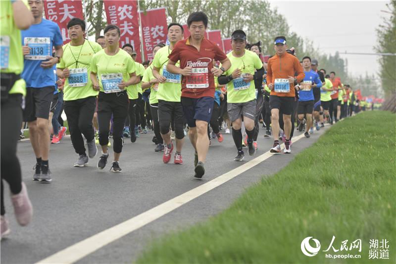 潛江返灣湖濕地國際馬拉松鳴槍起跑