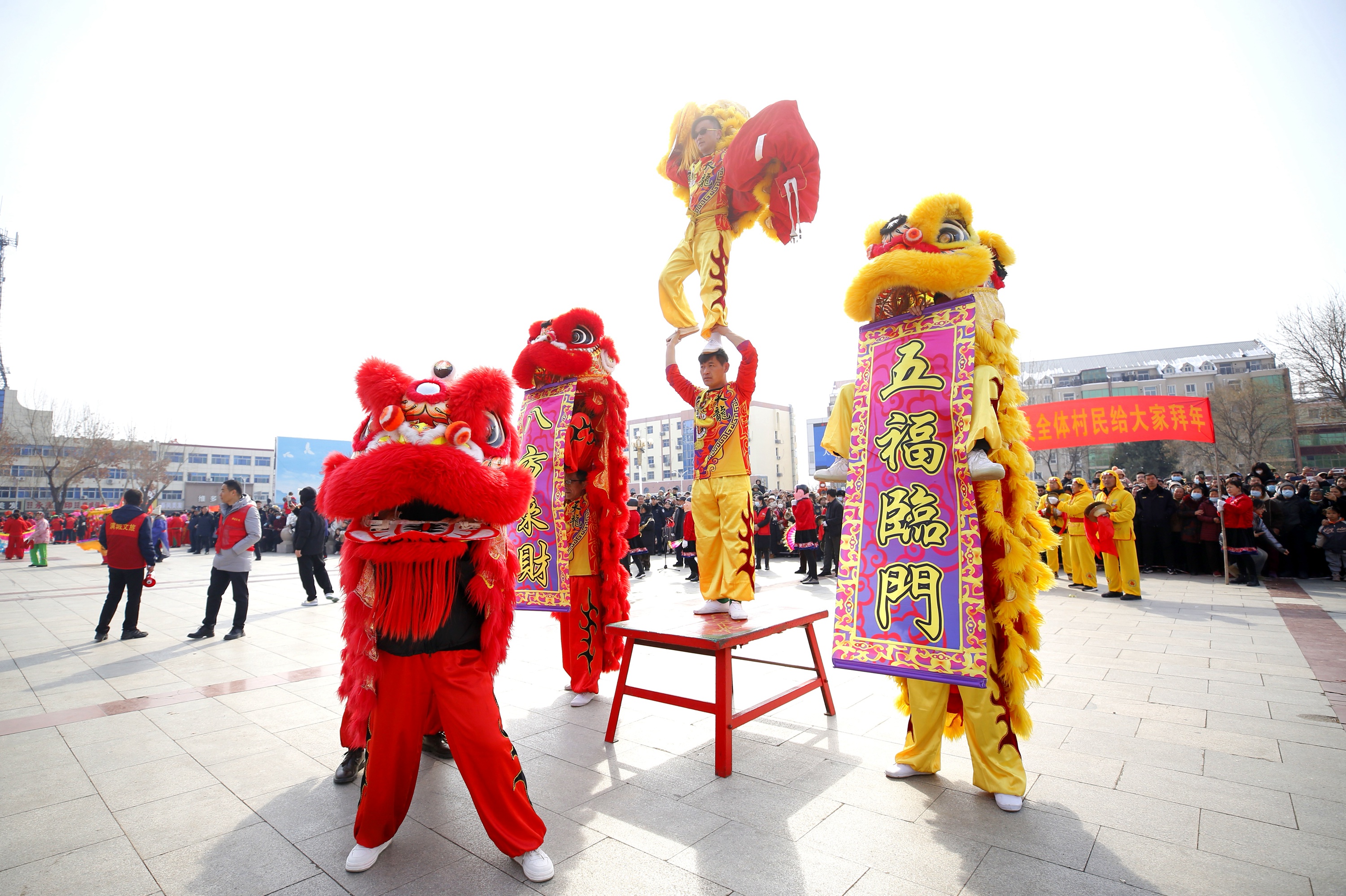 图片默认标题_fororder_保定市满城区花会进城舞狮表演 摄影 田素然