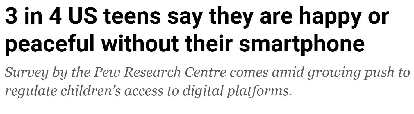 大多数美国青少年称远离智能手机时感到快乐和平静