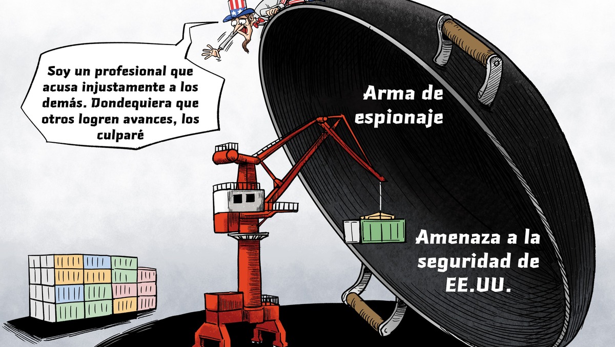 【Caricatura editorial】Incluso una grúa no puede cargar la culpa de espía