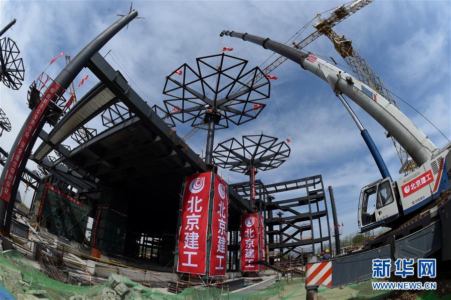北京世園會國際館“鋼鐵花傘”連成“花海”