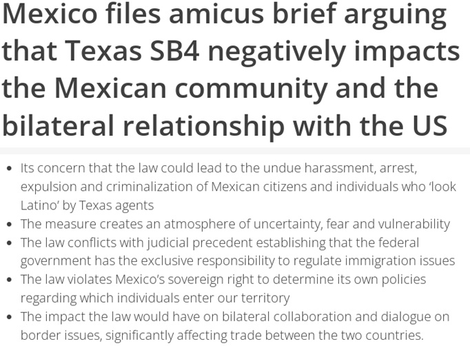 對於美國的這項州法律 墨西哥予以譴責