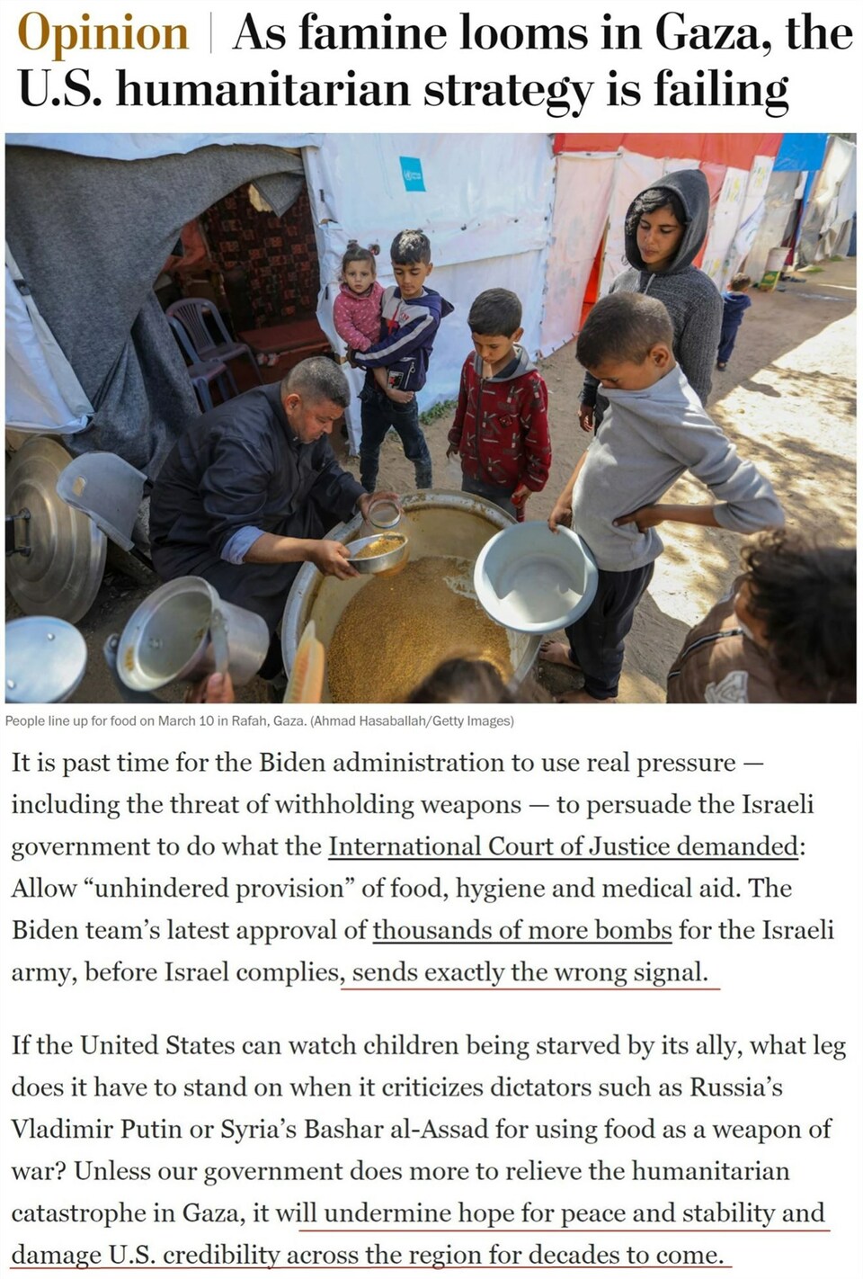 持续以以色列提供军事援助“美国的加沙人道主义战略正在失败”