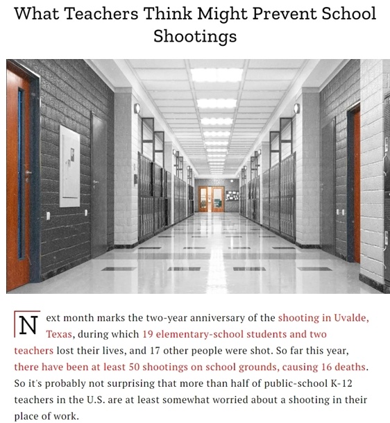 调查显示 超半数美国教师每天担心发生校园枪击案