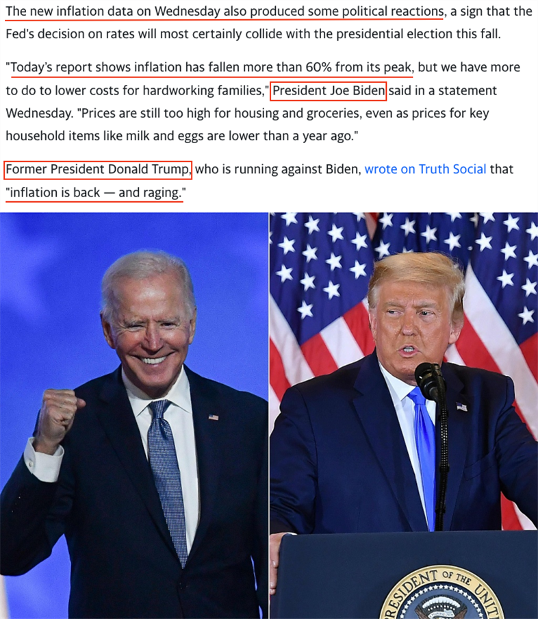 雅虎财经网站报道截图随着2024大选临近,拜登政府及民主党人一直把