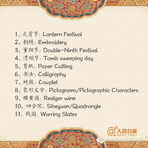 中国传统文化名词，你都会用英语表达吗？