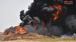敘利亞霍姆斯省一石油管道疑因盜油起火 已致1人死亡_fororder_e5856c2176e7483b81e55a37c9200e73
