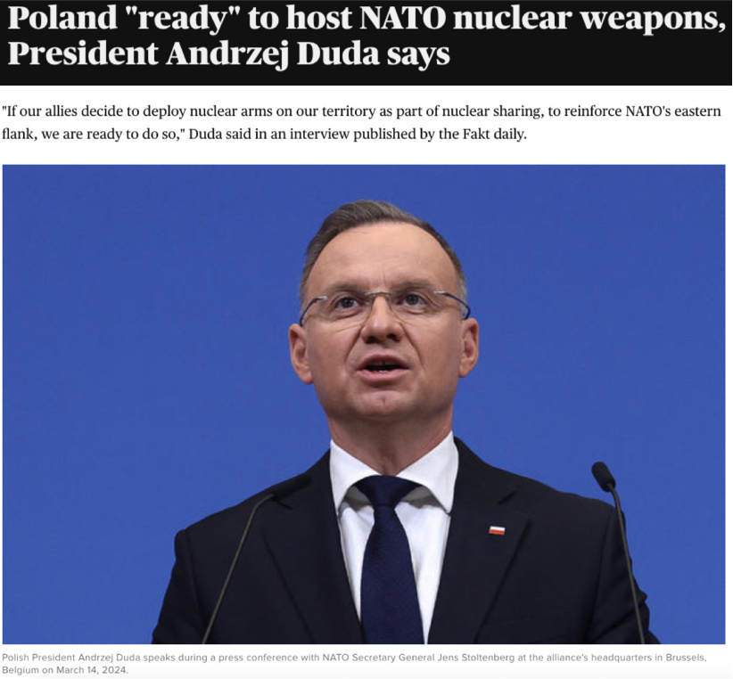 波兰要为北约部署核武器？专家称欧洲核安全进入高风险期