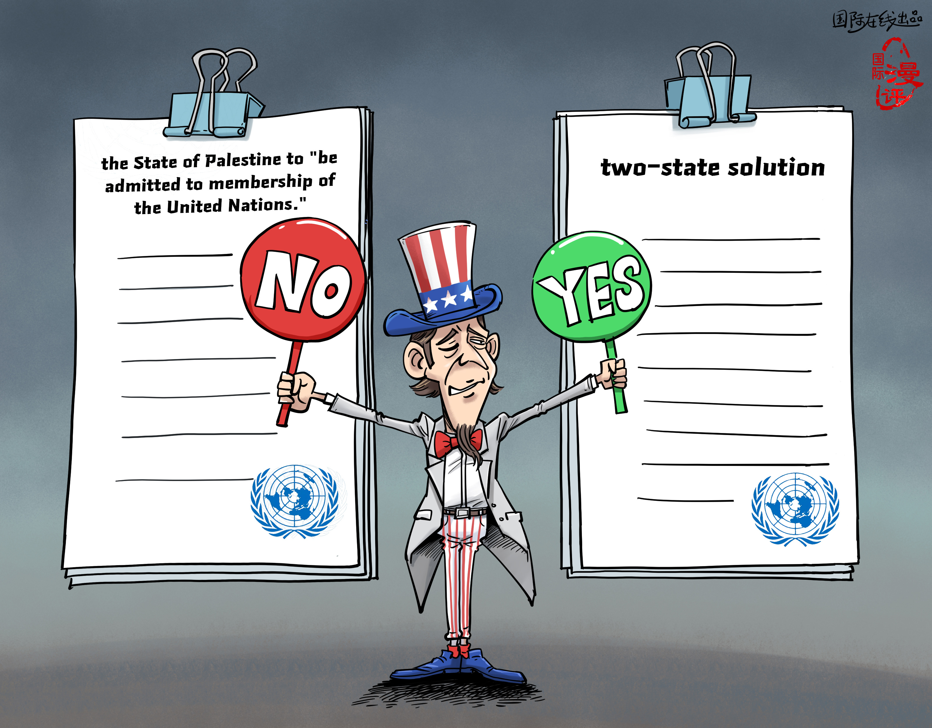 【Editorial Cartoon】You guess which one is the truth?_fororder_S英【国际漫评】你猜哪个是真心话？