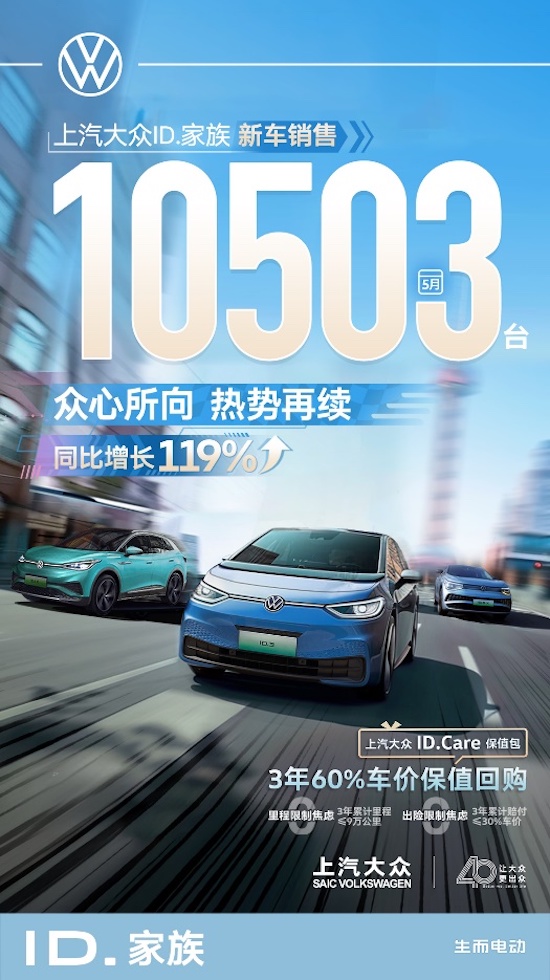 纯电促增长 燃油稳基盘 上汽大众1-5月累计销量43万辆 同比增长5.6%_fororder_image001