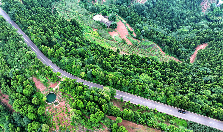 四川仁壽：“四好農村路”織就鄉村振興美麗圖景_fororder_航拍眉山市仁壽縣虞丞鄉丞相村宛如綢帶的“四好農村路”01