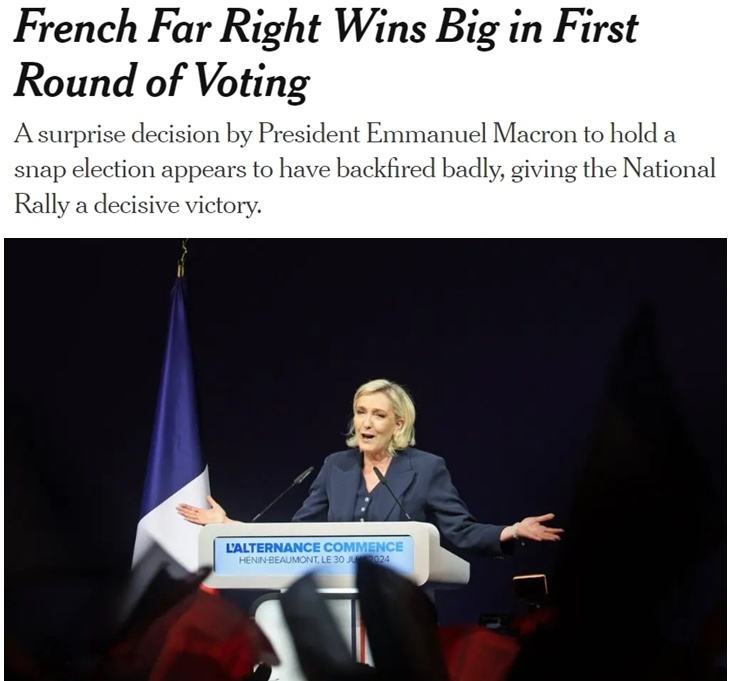 極右翼政黨領跑法國國民議會首輪選舉 第二輪投票仍存變數！