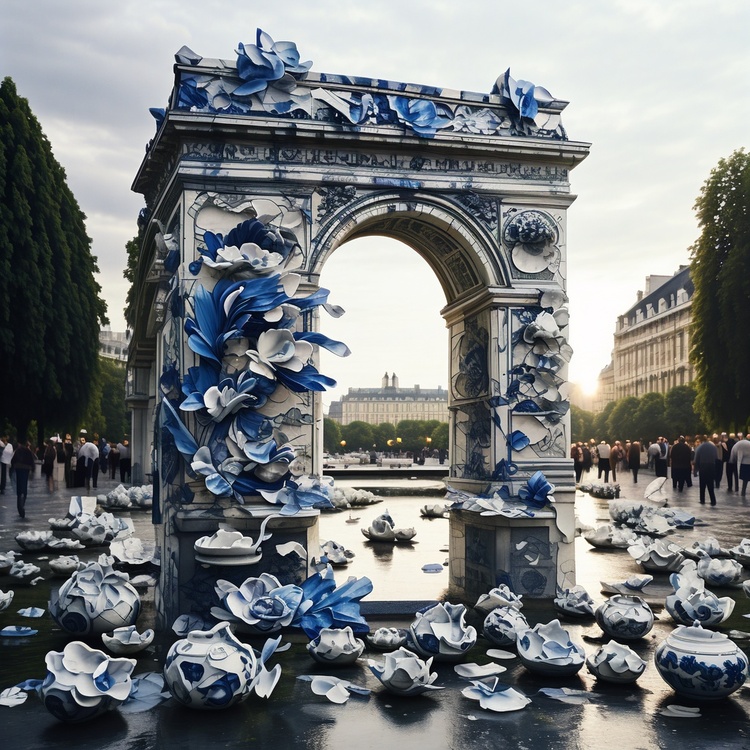 资讯有故事丨牡丹鸢尾、青花瓷凯旋门 中法传统审美融合人工智能技术带来怎样的文化新体验？