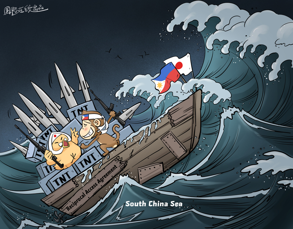 【Editorial Cartoon】Caution for Small Boats: Rough Winds and Storms in the South China Sea_fororder_英