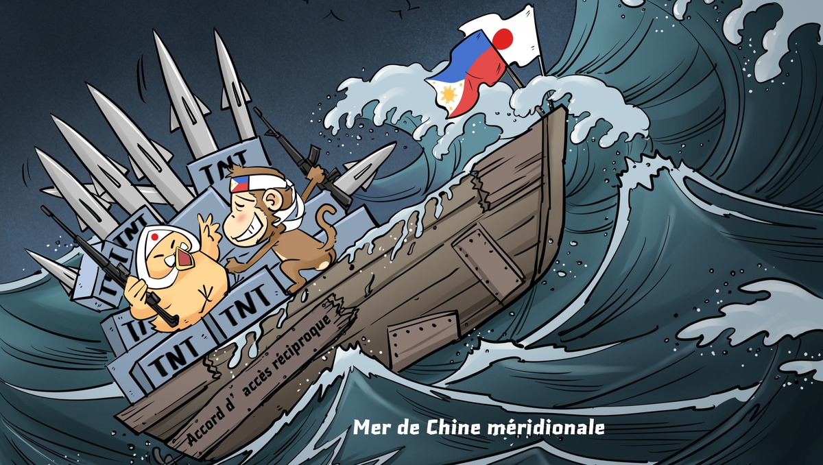 【Actualité en caricatures】 De grosses vagues en mer de Chine méridionale, les petits bateaux doivent être prudents