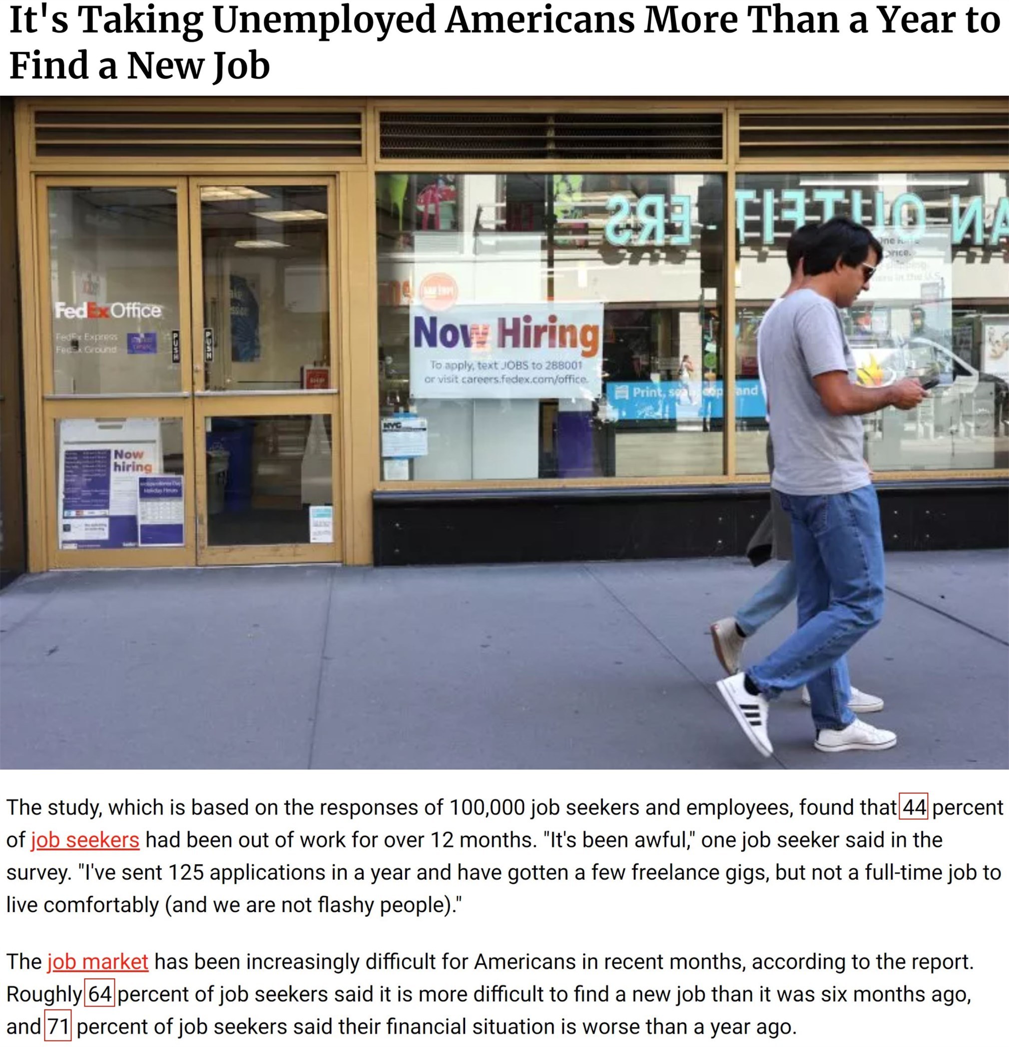 失业者求职周期延长专家称美国劳动力市场“疲态”加剧- 国际在线移动版