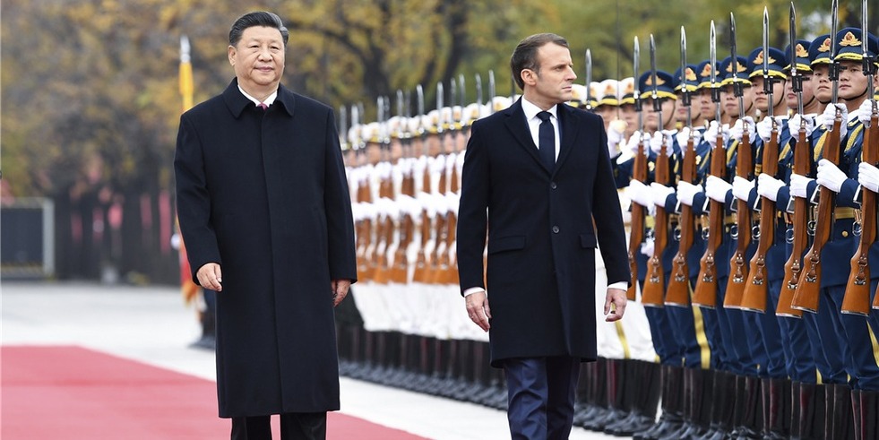 習近平舉行儀式歡迎法國總統訪華並同其會談_fororder_6