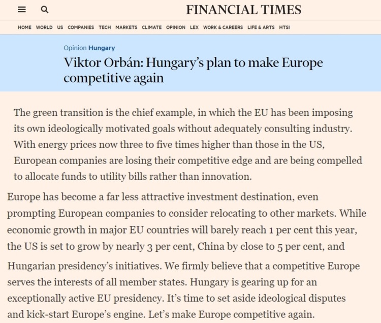 “是时候抛开政治分歧恢复欧洲的竞争力了”