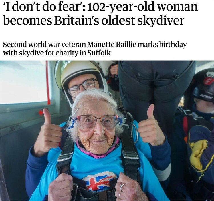 英国102岁老太太生日过出“新高度”