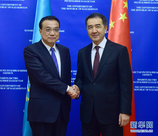 李克強同哈薩克斯坦總理薩金塔耶夫舉行中哈總理第三次定期會晤