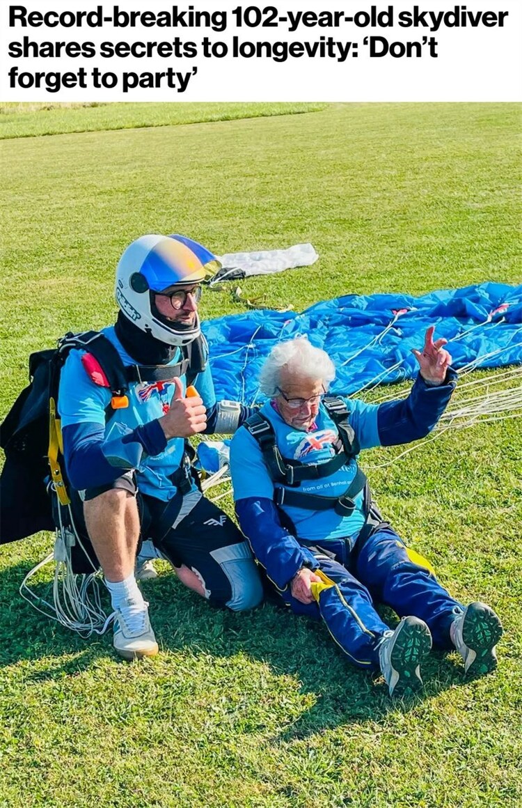 英国102岁老太太生日过出“新高度”