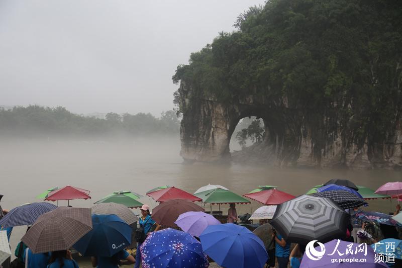 图片默认标题_fororder_游客观赏水雾缭绕的象鼻山美景.JPG