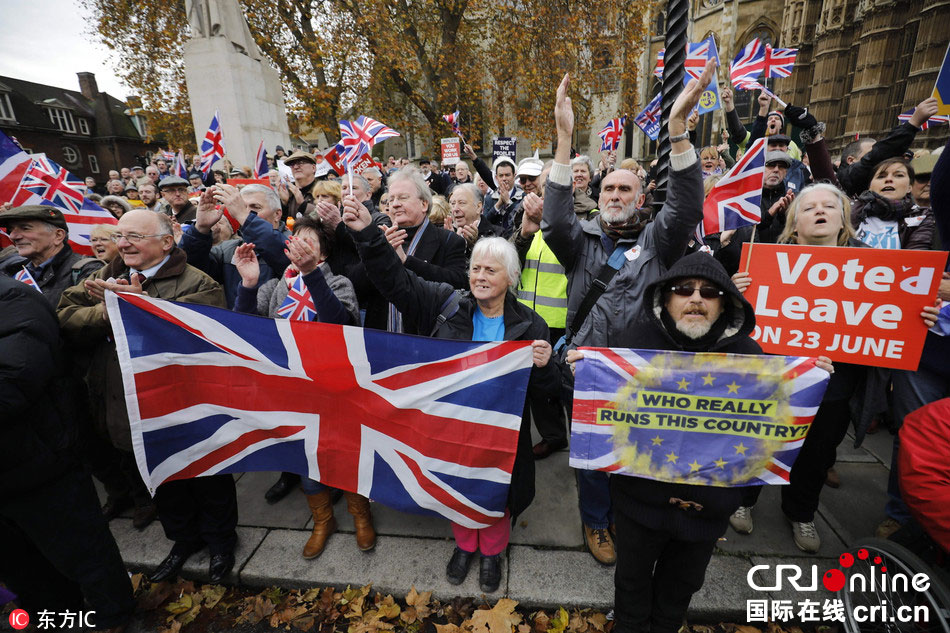 英国脱欧支持者举行集会(组图)