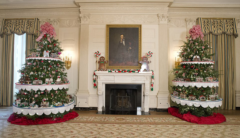 白宫2016年圣诞装饰曝光 20万块乐高拼成56个姜饼屋(组图)