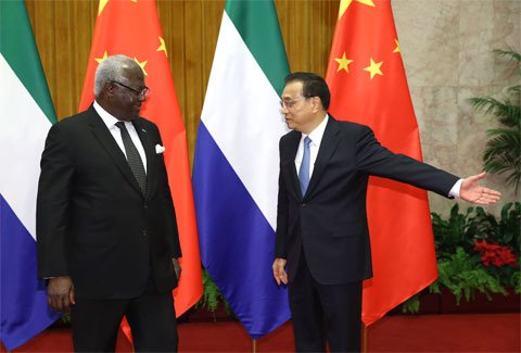 塞拉利昂总统诚谢李克强：中国帮助我们走出埃博拉阴影