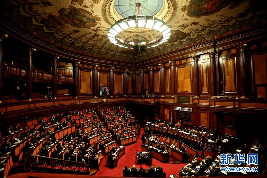 12月7日,在意大利罗马,参议员在投票. 新华社记者金宇摄