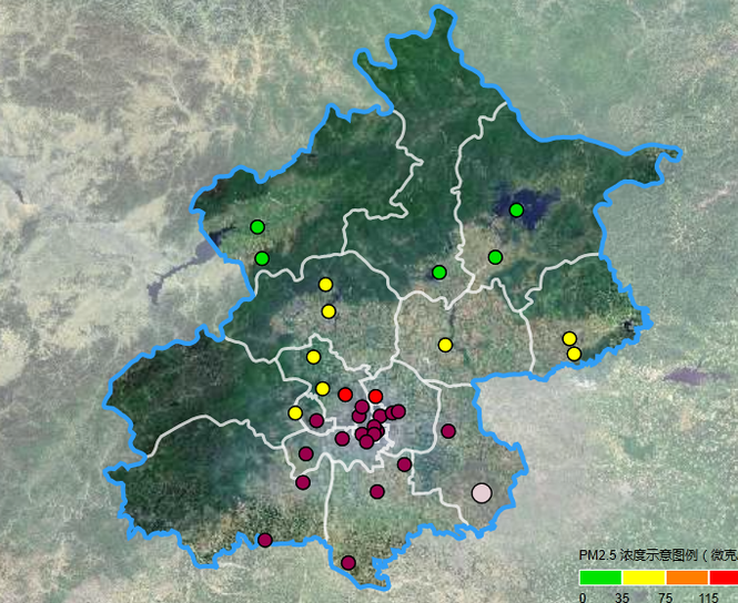 目前北京南部大部分地区已被污染淹没