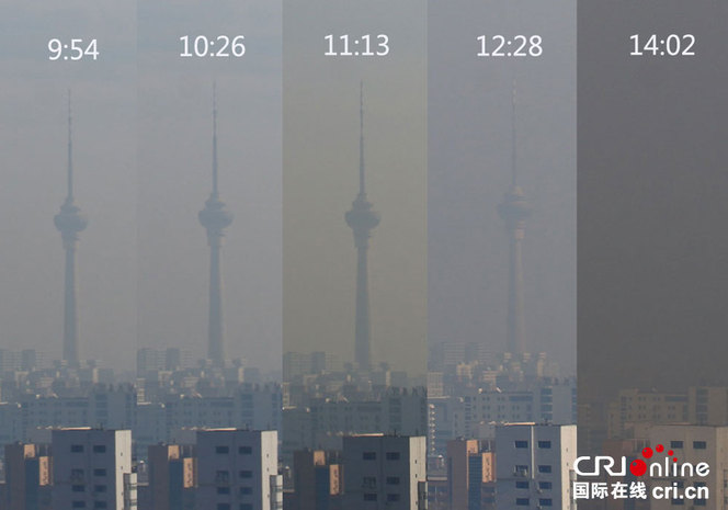 国际在线摄影师记录雾霾来袭全过程
