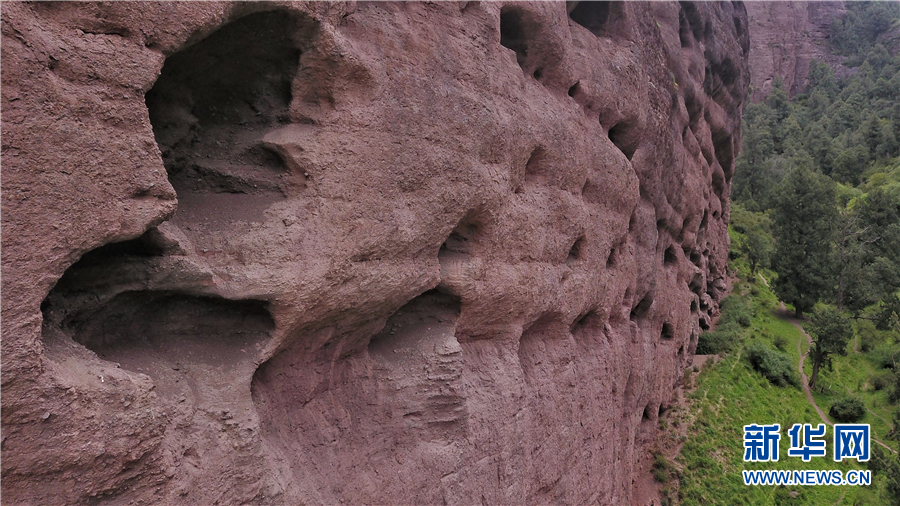 航拍青海同德河北林场发现千座“空中洞穴”