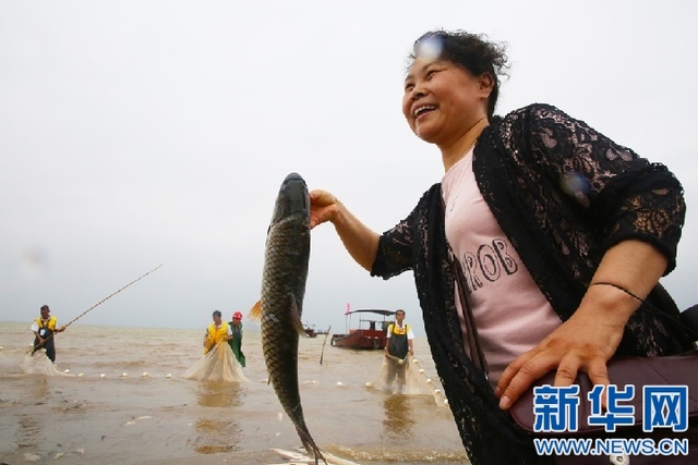 江西鄱陽湖“開漁節”受遊客青睞
