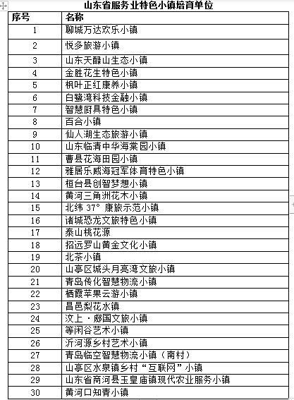 山東30個服務業特色小鎮出爐