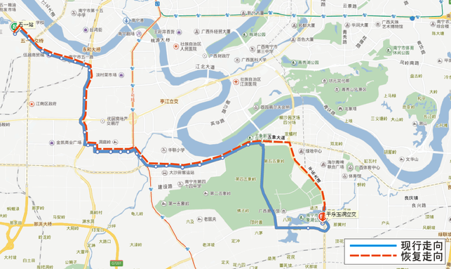 【唐已审】【供稿】南宁市B5路、15路等4条公交线路调整