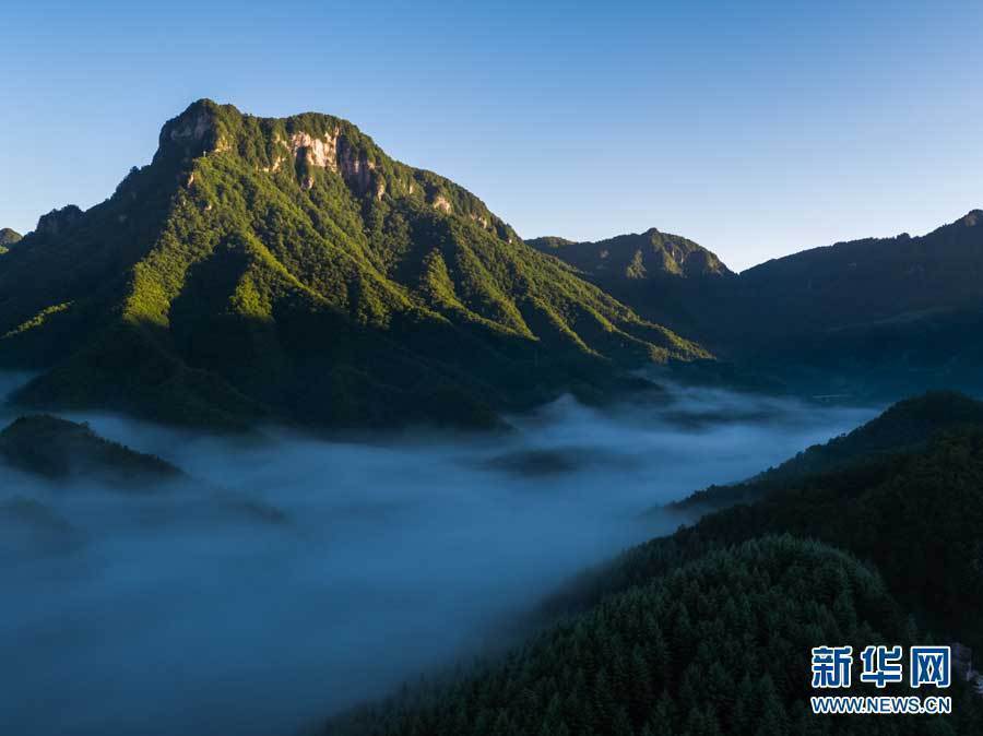 航拍神農架紅坪畫廊 晨霧瀰漫滿目清涼