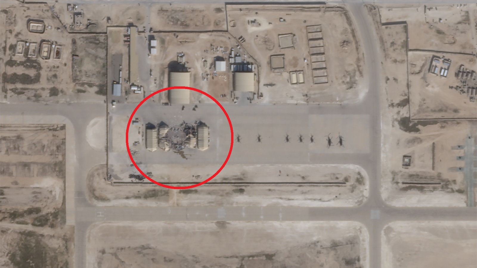 美媒：航拍圖像顯示阿薩德空軍基地四座建築遭到損壞_fororder_20200109121625979