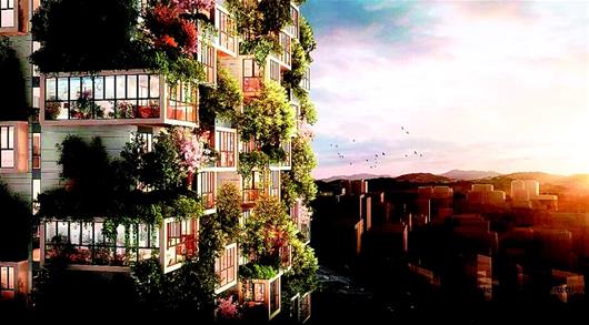 使高层建筑掩映在大片植被中——居然之家投资黄冈建“垂直森林”