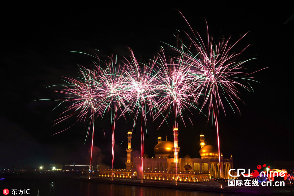 宁夏银川艳丽焰火秀庆元宵(组图)