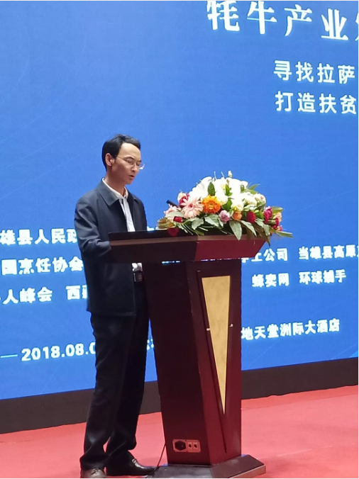 拉萨市副市长,当雄县委书记张正致欢迎词,介绍当雄县传统牧业发展