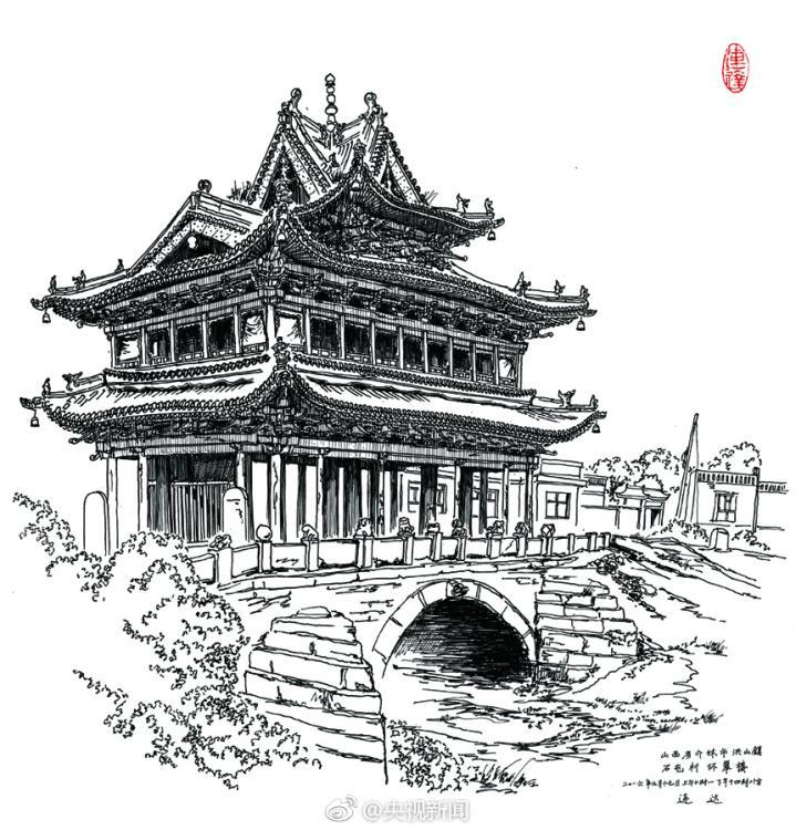 39岁大叔钢笔画再现古建筑(组图)