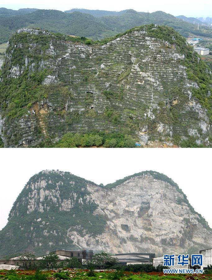 广西柳州对废弃采石山进行生态修复