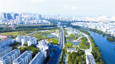 【視覺海南左下圖】三亞河、臨春河穿城而過 綠意盎然美如畫