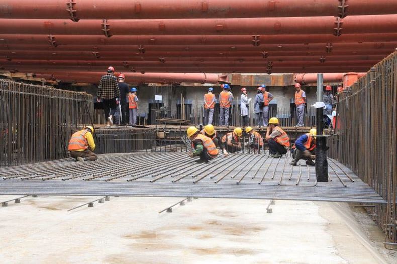 瀋陽地鐵四號線長白島站開始澆築施工