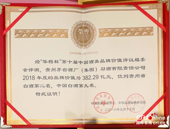 華樽杯第十屆中國酒類企業品牌價值200強測評頒獎儀式在北京舉行