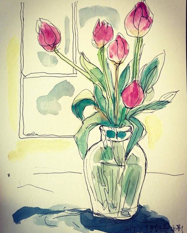 徐静蕾晒画作不忘秀恩爱 称黄立行为偶像