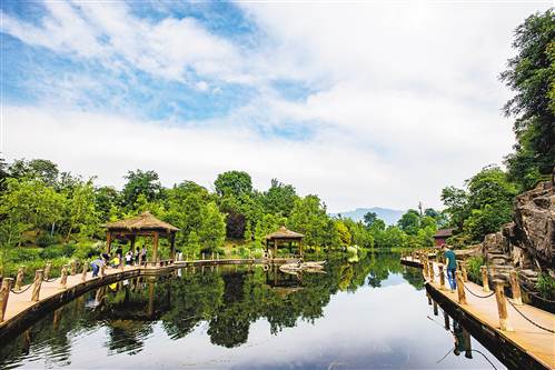 5月12日,藍天白雲下的璧山區觀音塘溼地公園.記者 謝智強 攝