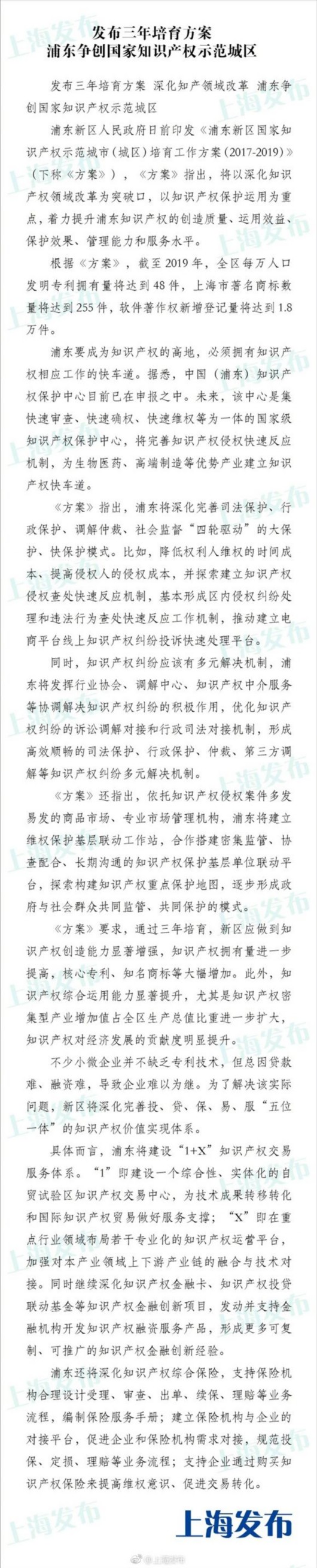 【区县新闻】浦东争创国家知识产权示范城区