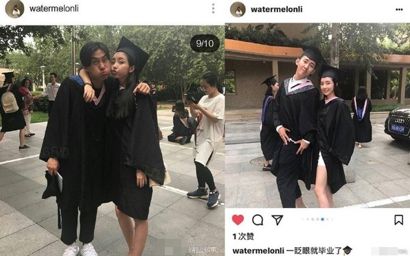 王思聪女友晒毕业照 穿学士服跨腿骑男同学(图)